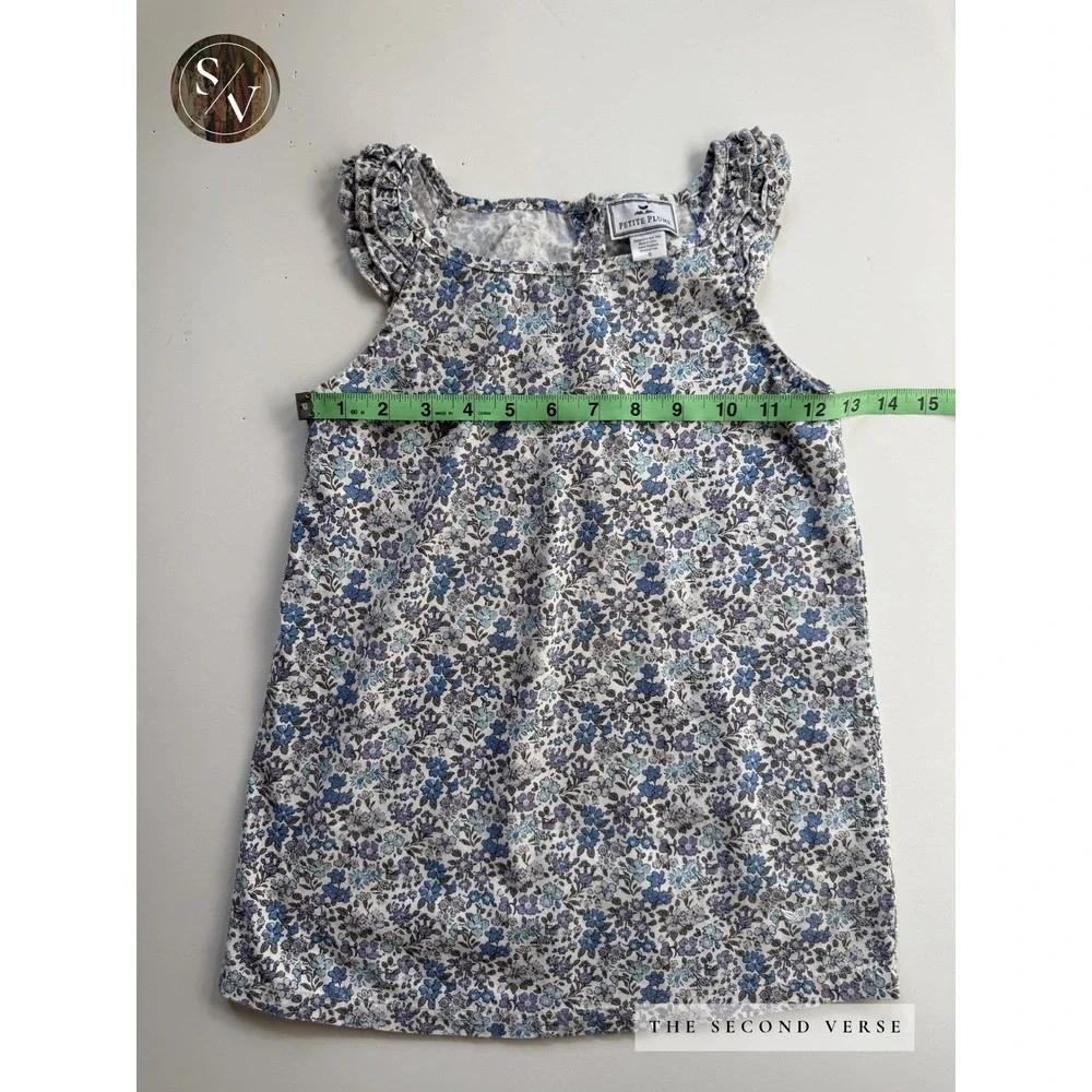 Petite Plume Girls Blue Floral Ruffle Sleeveless Sleepwear Top Whimsy Size 8